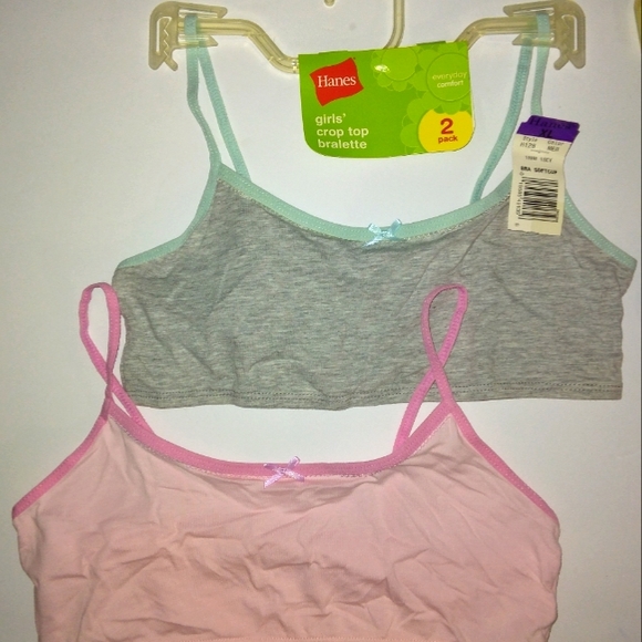 ☆NWT☆HANES Girls Bundle Crop top & Shirred front Bralette Sets~Training Bra XL - Picture 7 of 16